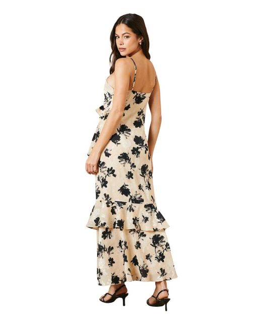 Oasis Metallic Asymmetric Tiered Midi Dress