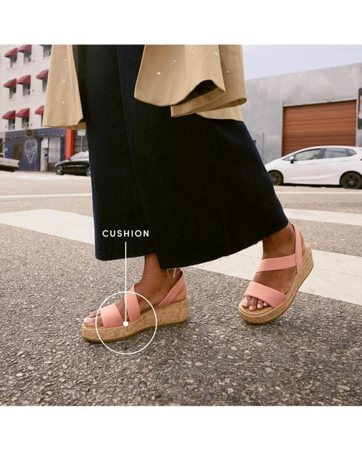 LifeStride Pink Odette Square Open Toe Wedge Sandals