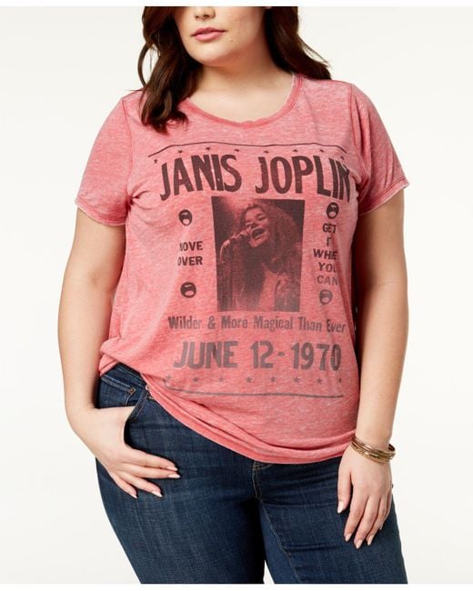 Lucky Brand Trendy Plus Size Janis Joplin T-shirt in Red