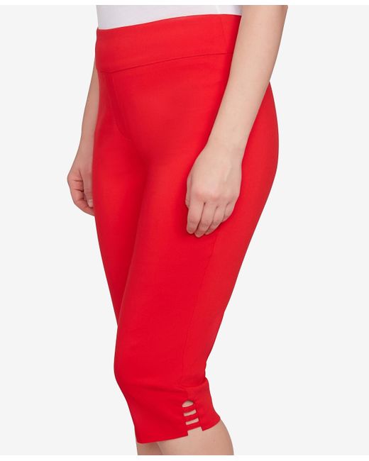 Ruby Rd Red Petite Ladder Hem Americana clamdigger Pullover Pants