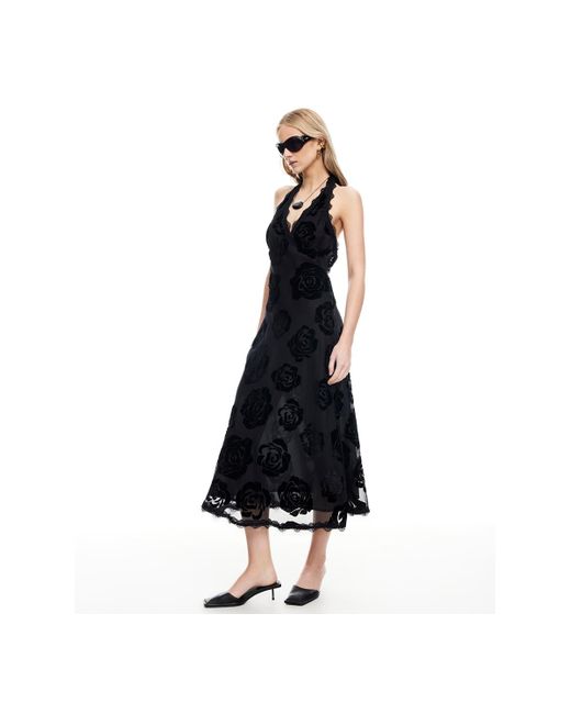 Lioness Black Stars Align Halter Neck Midi Dress