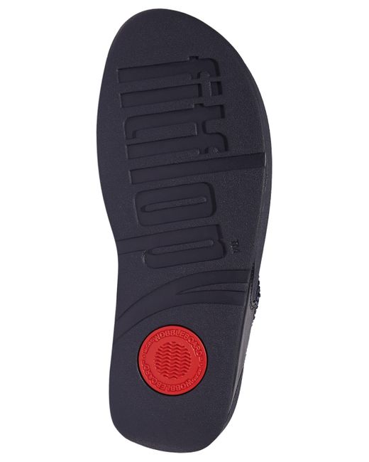 Fitflop Blue Lulu Crystal Mix Toe-post Wedge Sandals