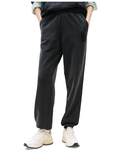 Tommy Hilfiger Black High-rise Cotton Crest Sweatpants