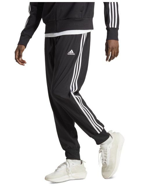 Adidas Black Aeroready Essentials Tapered Cuff Woven 3-stripes Joggers for men