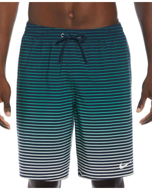 Nike Blue Fade Stripe Breaker Ombre 9" Swim Trunks for men