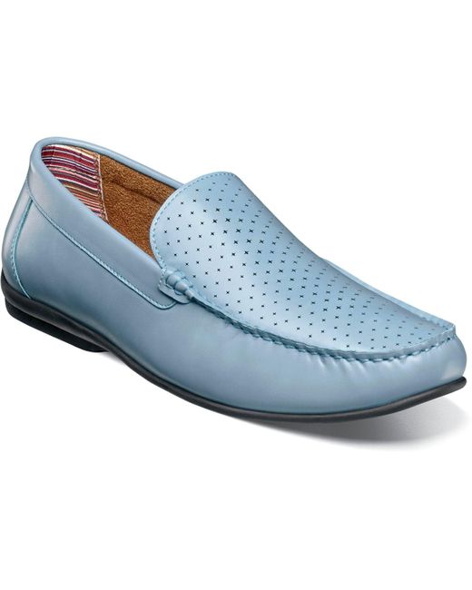 Stacy Adams Blue Conroy Perfed Slip On Shoe for men