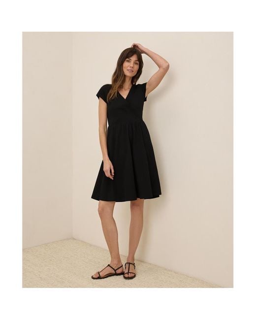 Pact Organic Cotton Fit & Flare Crossover Dress in Black | Lyst Pact Organic Cotton Fit & Flare Crossover Dress in Black | Lyst