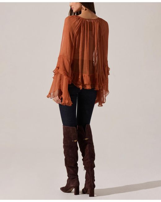 Astr Brown Margaery V-neck Top
