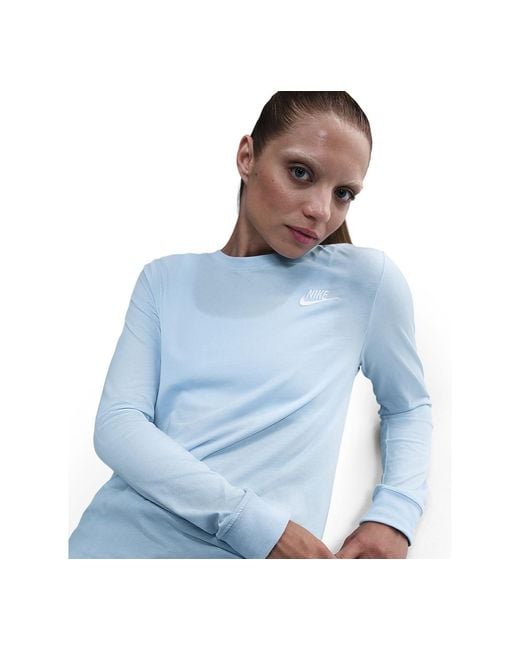 Nike Blue Sportswear Club Cotton Long-sleeve T-shirt