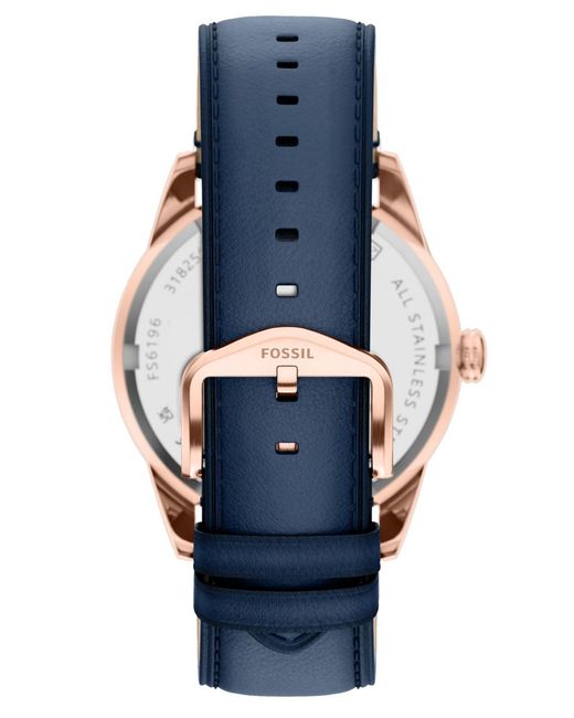 Fossil Blue Pearson Multi-function Navy Leather Watch 42mm for men