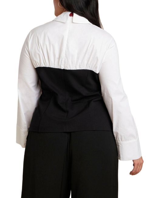Eloquii Black Plus Size Bustier Button Up Twofer