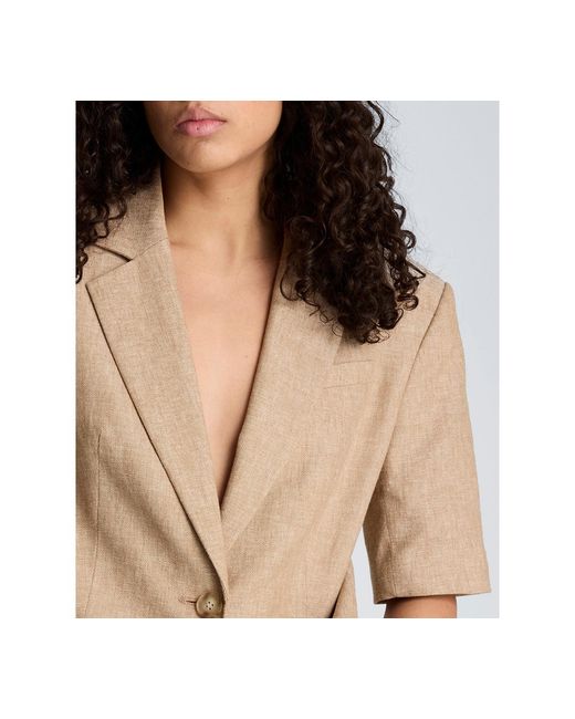 Kenneth Cole Natural Short-sleeve Button Front Jacket