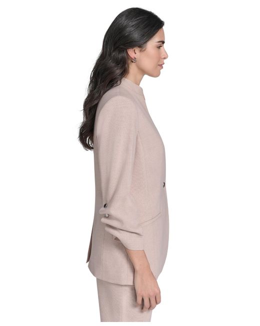Calvin Klein Multicolor Petite 3/4-sleeve One-button Blazer
