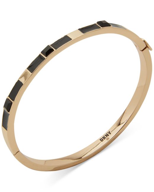 DKNY Metallic Gold-tone Crystal Thin Bangle Bracelet