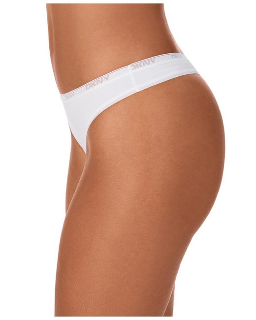 DKNY White Low-rise Cotton Thong Underwear Dk8461
