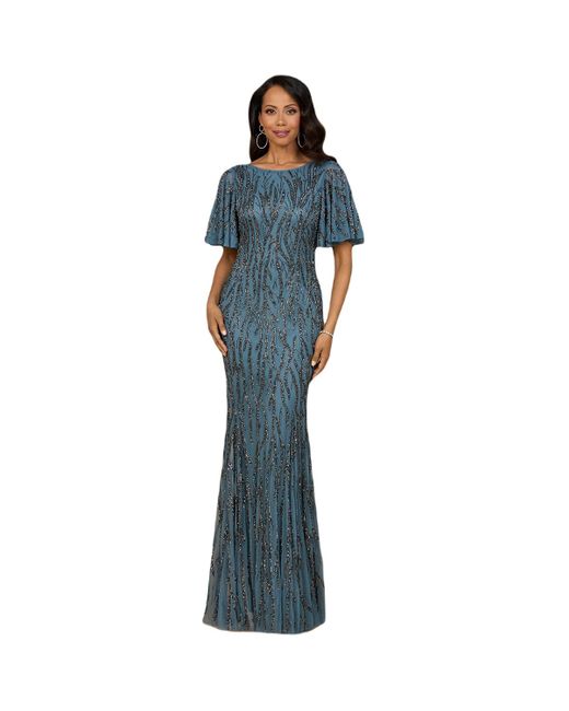 Lara Blue Beaded Gown