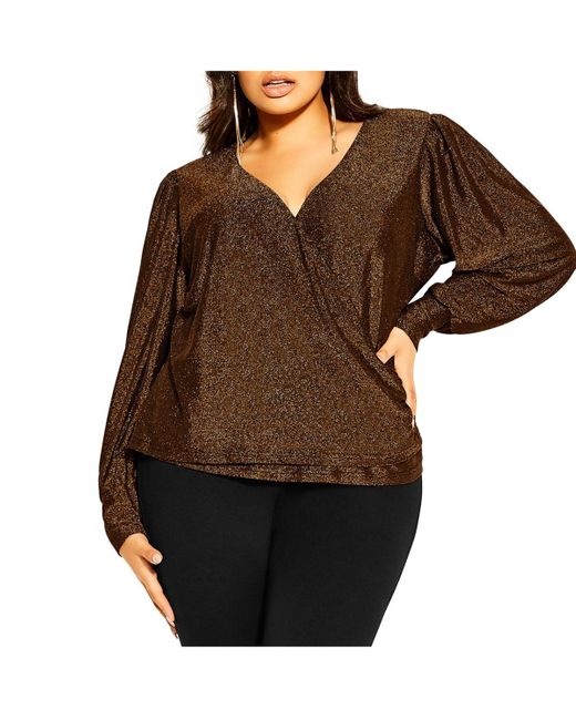 City Chic Brown Plus Size Glowing Top