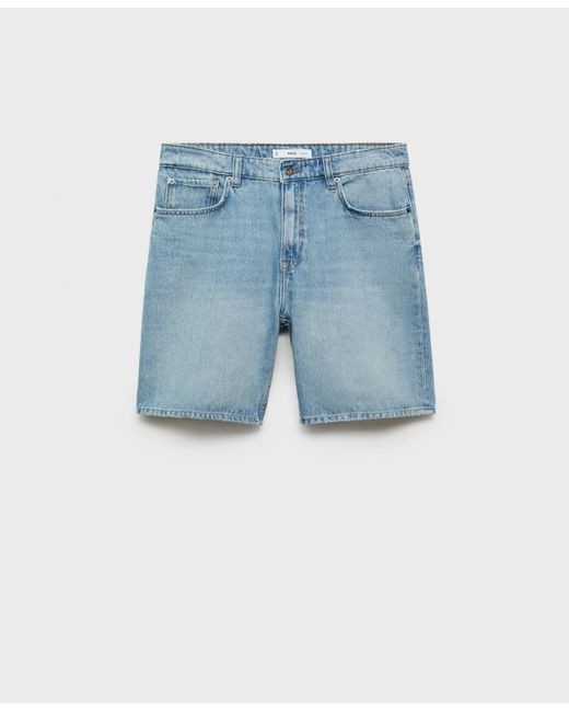 Mango Blue Denim Washed Effect Bermuda Shorts for men