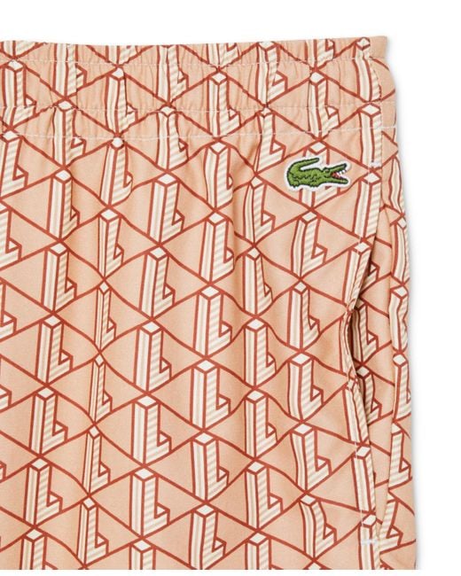 Lacoste Natural Relaxed-fit Geo-pattern Stripe Woven Shorts for men
