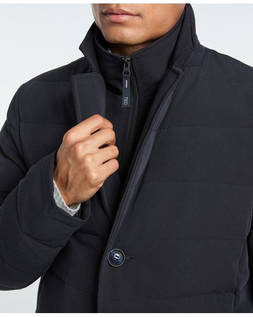 Ted Baker Blue Solid Quilted Puffer Blazer Jacket for men
