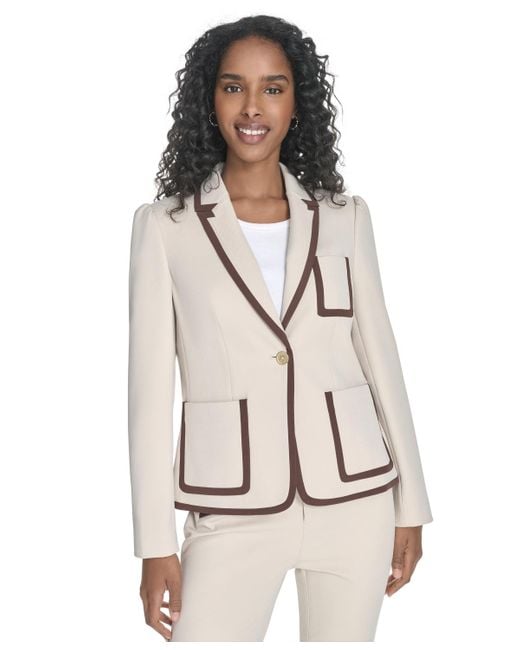 Tommy Hilfiger Natural Contrast-trim One-button Blazer