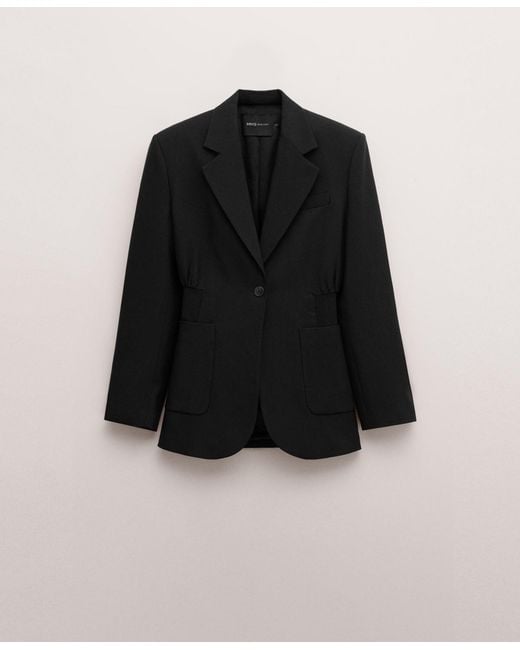 Mango Black Fitted Lyocell Jacket