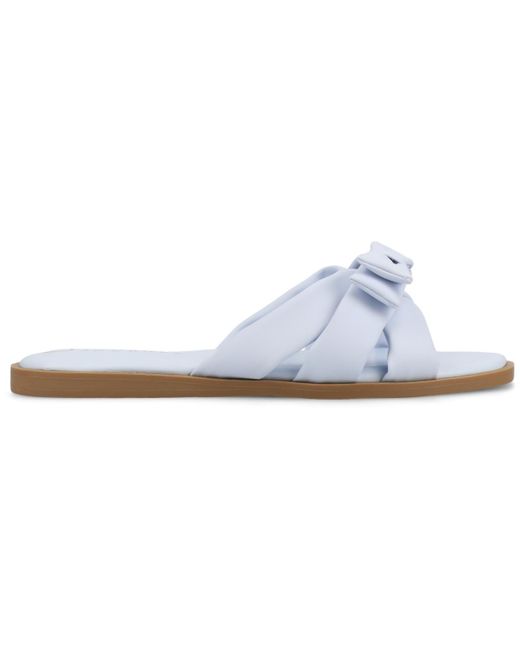 Journee Collection Blue Prylin Bow Slide Flat Sandals