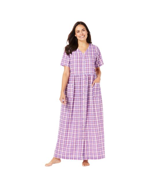 Only Neccessities Purple Plus Size Only Necessities Long Seersucker Lounger