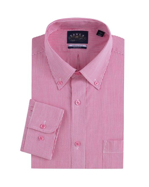 Eagle Pink Stretch Neck Striped Poplin Shirt for men