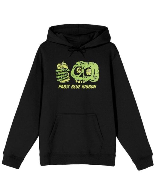 Pabst Blue Ribbon Black Skeleton Skull With A Beer Hoodie-3xl for men