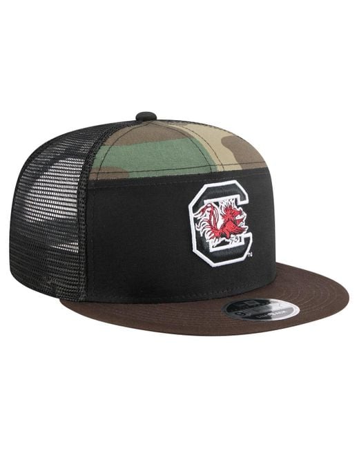 KTZ Camo/black South Carolina Gamecocks Outdoor Wide Panel 9fifty Snapback Trucker Hat for men