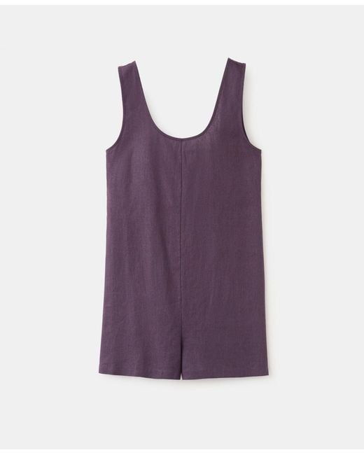 Mango Multicolor Open-back Linen Romper