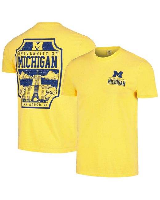 Image One Yellow Michigan Wolverines Campus Badge Comfort Colors T-shirt for men