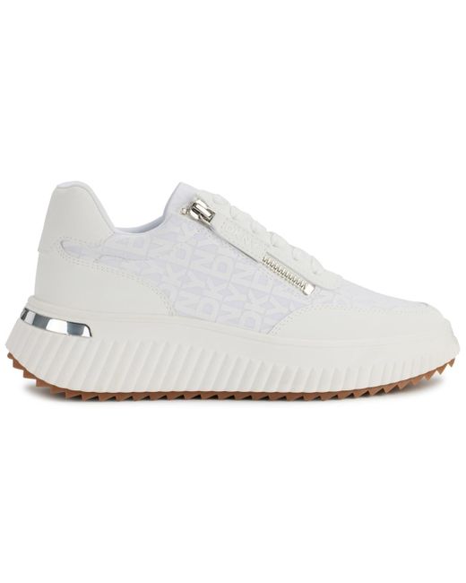 DKNY White Lissa Logo Platform Sneakers