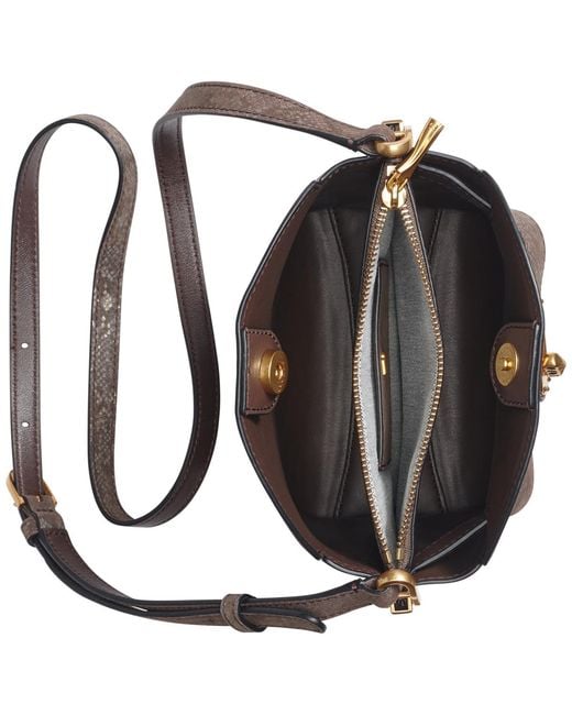 Donna Karan Brown Bridgehampton Python Suede Small Crossbody Handbag
