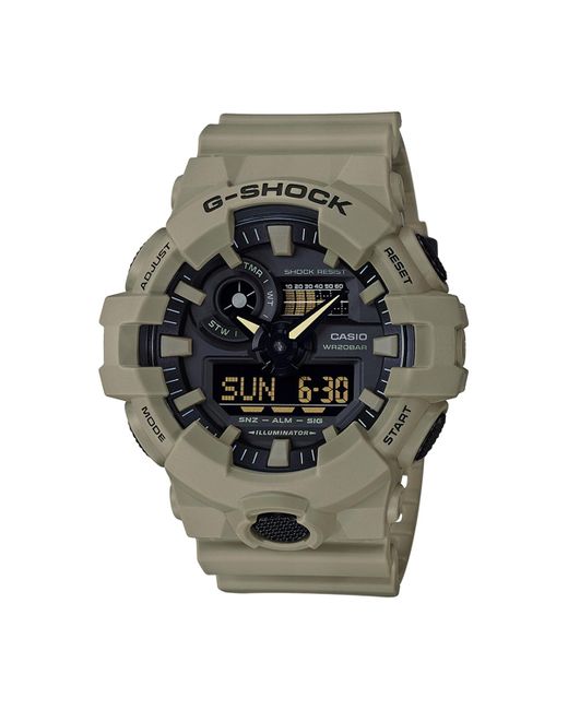 G-Shock Metallic Analog-digital Beige Resin Strap Watch 53mm for men
