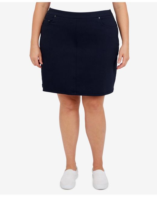 hearts of palm Blue Plus Size Essentials Tech Stretch Pull On Skort