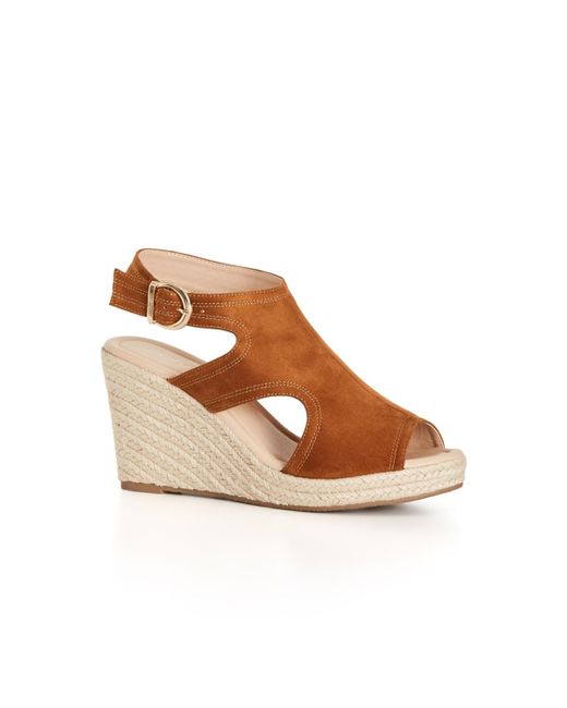 City Chic Brown Wide Fit Mystic Wedge