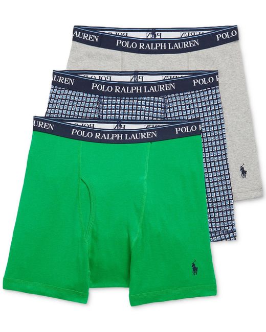 Polo Ralph Lauren Green 3-pk. Classic-fit Boxer Briefs for men