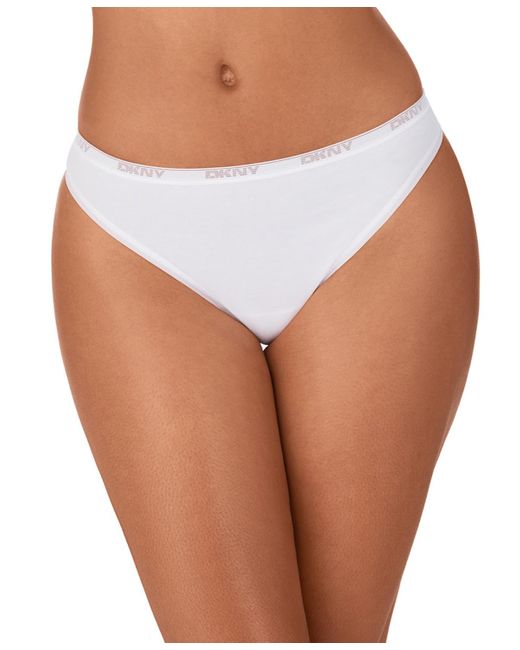 DKNY White Low-rise Cotton Thong Underwear Dk8461