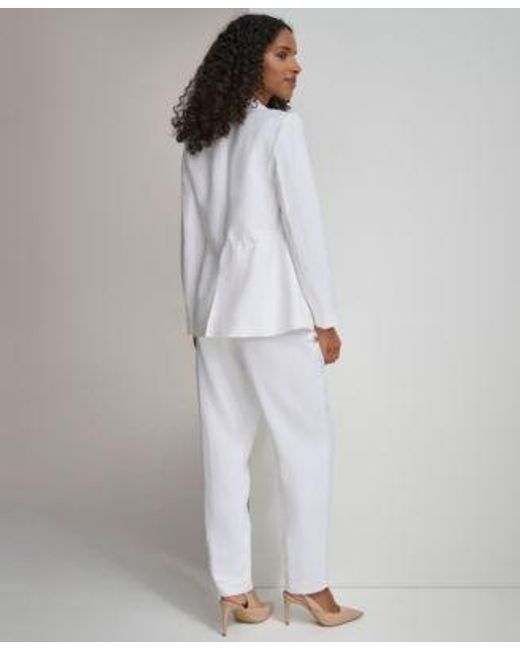 Calvin Klein White Linen Single Button Blazer Drawstring Pants