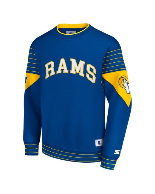 Starter Blue Los Angeles Rams Face-off Pullover Sweatshirt for men