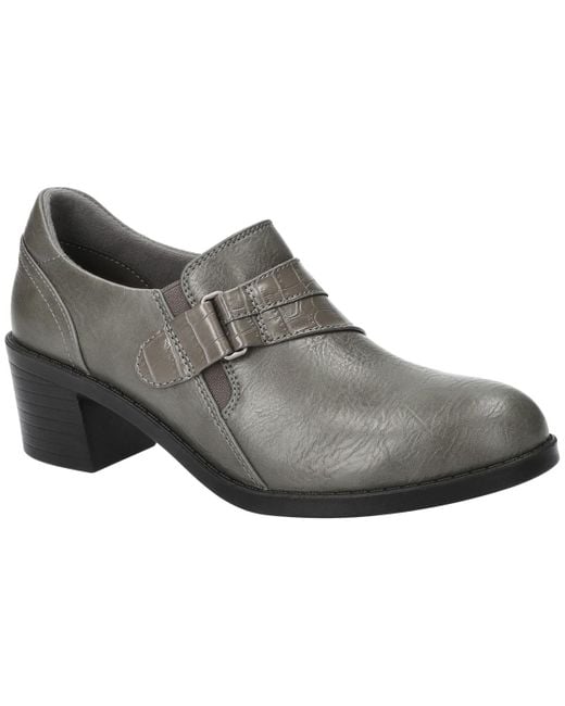 Easy Street Gray Lavelle Comfort Block-heel Slip-on Shooties