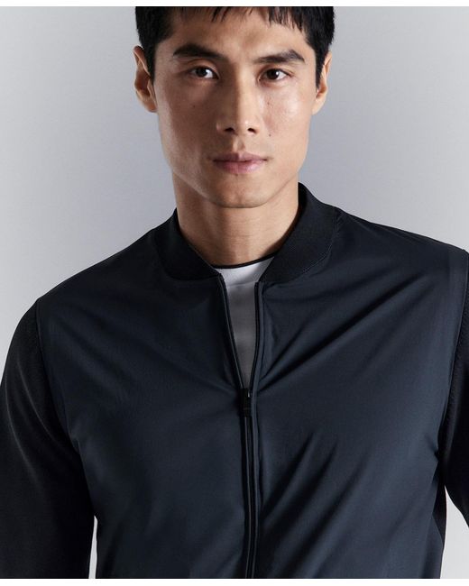 Mango Blue Combined Knit Bomber Jacket for men