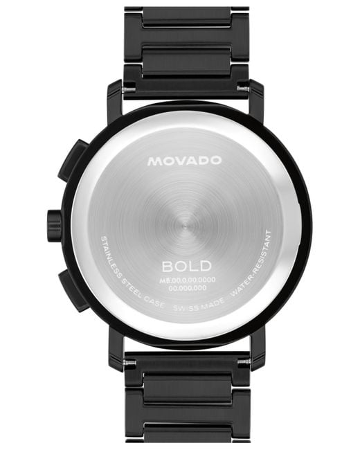 Movado Black Bold Evolution 2.0 Swiss Quartz Chrono Ionic Plated Steel Watch for men