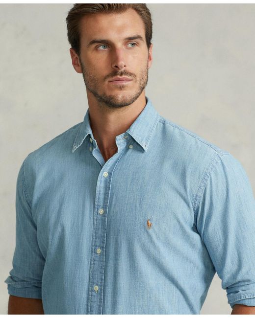 Polo Ralph Lauren Blue Big & Tall Indigo Chambray Shirt for men