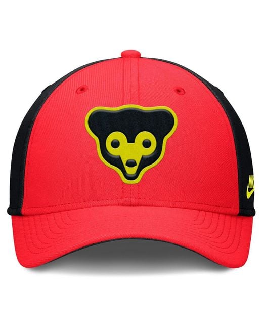 Nike Red Crimson/black Chicago Cubs Neon 90s Rise Swoosh Flex Hat for men