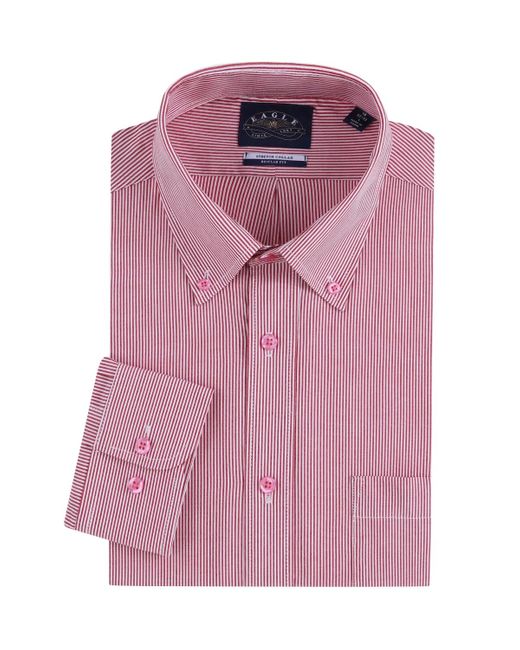 Eagle Pink Stretch Neck Striped Poplin Shirt for men