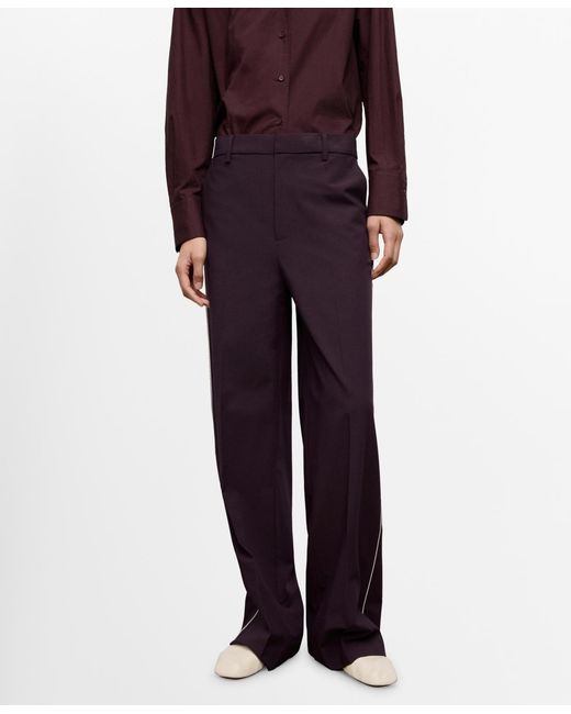 Mango Purple Side Striped Trousers