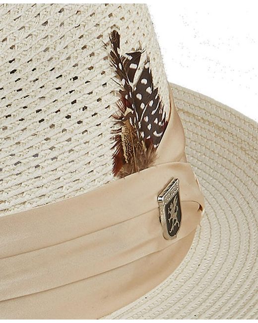 Stacy Adams Natural Solid Vent Paper Milan Fedora Hat for men